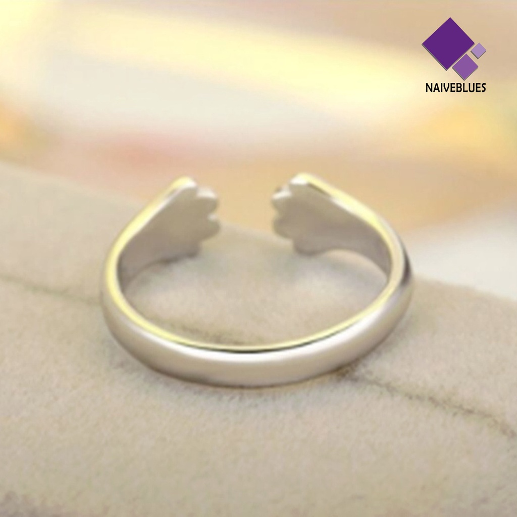 &lt; Naiveblues &gt; Cincin Jari Paw Opening Jewelry Adjustable Bright Luster Ring Pakaian Sehari-Hari