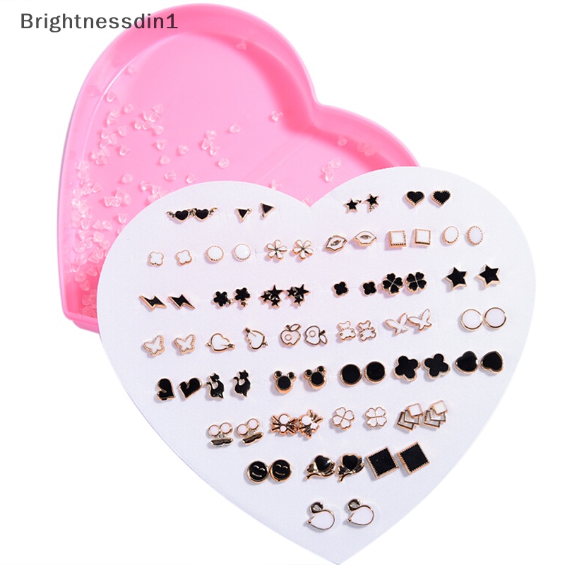 [Brightnessdin1] 36pasang Fashion Wanita Gadis Kristal Diamante Bunga Stud Anting Set Perhiasan Butik