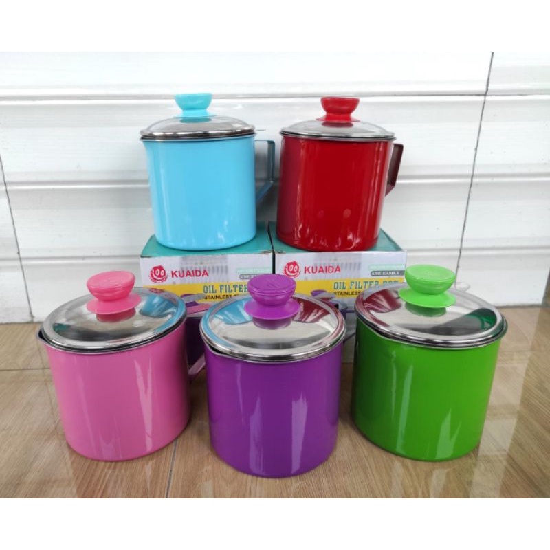 Oil Pot Warna / Wadah Saringan Minyak Goreng / Wadah Anti Karat Premium