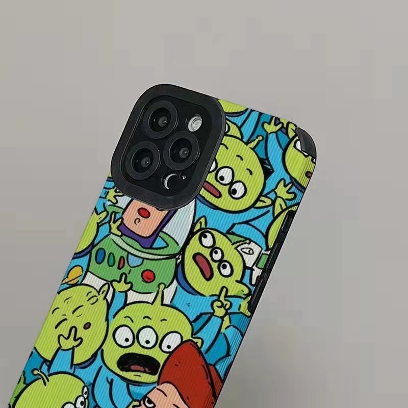 Cartoon Alien Monster Leather Soft Case for Samsung A21S A12 A50S A30S A20 A30 A32 A22S A52S A72 A10S A33 A53 A73 A13 A04S A23 A51 A71 A31 Black Phone Case for Women Girl