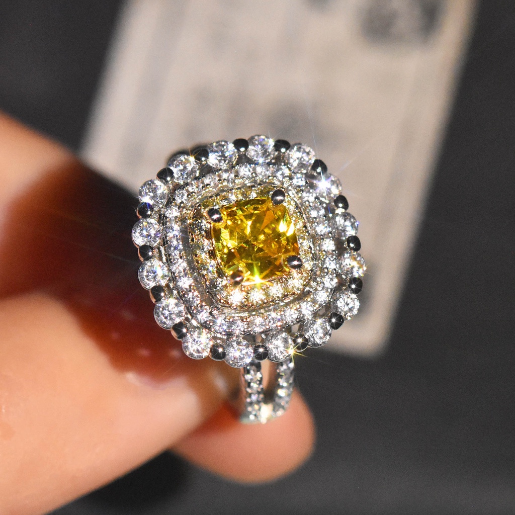 Goldkingdom Aksesoris Perhiasan Fashion Ready Stock Mutiara Warna-Warni Dengan Cincin Berlian Kuning Di Samping.