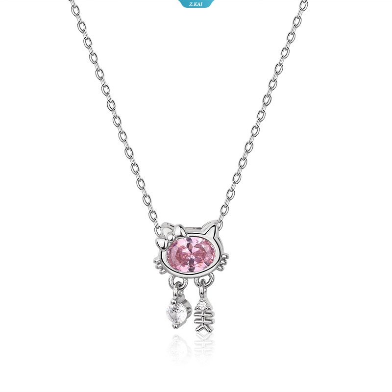 Sanrio HelloKitty Merah Muda Berlian Berlian Putih Gadis Beruntung Cincin Fashion Perhiasan Aksesoris Wanita Adjustable Rings Gadis Indah Kesederhanaan Hadiah [ZK]