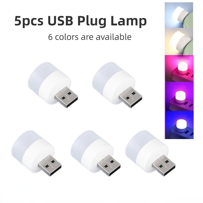 Light Usb Lampu Mini Colokan Portabel Lampu Malam Warna untuk Power Bank Super Terang Pelindung Mata Buku Bohlam Komputer Ponsel Pengisian Daya Kecil Lampu Buku