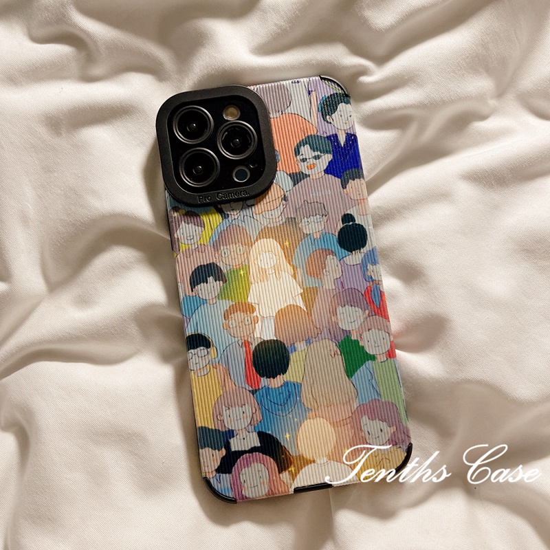 IPHONE Kompatibel Untuk Iphone14 13 12 11 Pro Max X XR Xs Max7 8 6 6s Plus SE 2020 2023 Motif Anak Laki-Laki Dan Perempuan Bercahaya Dalam Gaya Pasangan Crowd Phone Case Back Cover