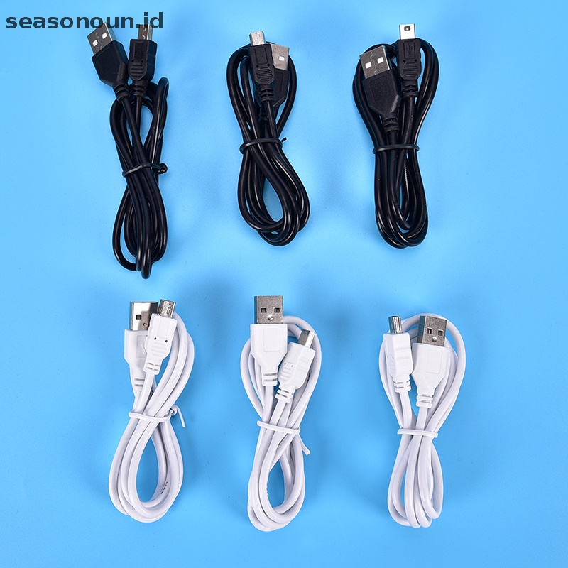 Seasonoun Kabel USB MINI Panjang 1m Sync &amp; Charge Lead Type A to 5pin B Charger Telepon.