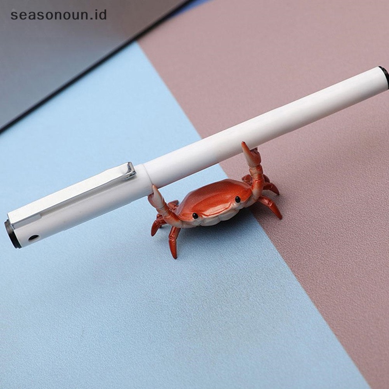 Seasonoun Kreatif Lucu Crab Pen Holder Weightlifg Crabs Penholder Rak Penyimpanan.