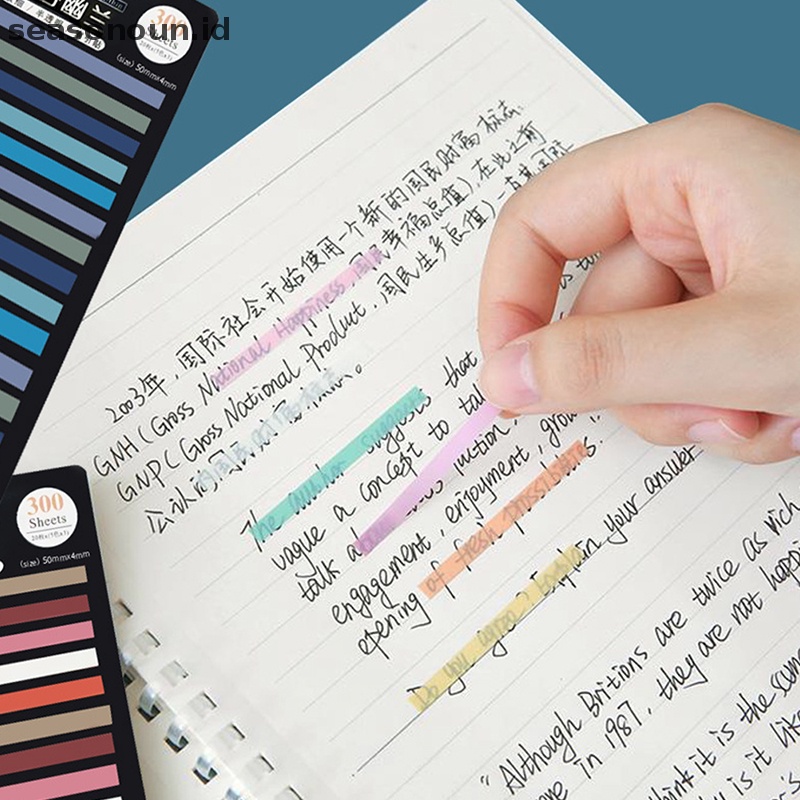 Seasonoun 300lembar Tab Indeks Neon Transparan PET Sticky Note Untuk Penanda Halaman Planner Stiker Kantor Sekolah Tanda Klasifikasi Sticky Notes.