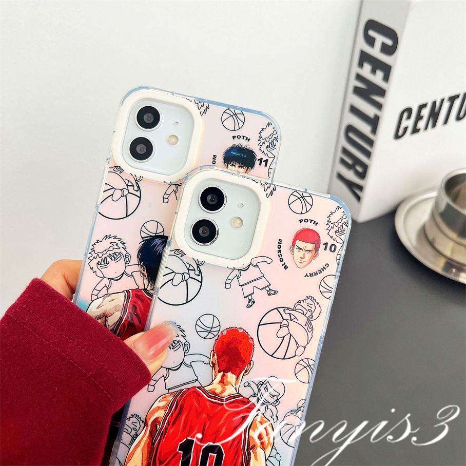 Compatible For IPhone 14 13 12 11 Pro Max X XR Xs Max 8 7 Plus SE 2020 Kompatibel Untuk Kartun Basket Jersey IMD Laser Gradiasi Ponsel Case TPU Lembut Shockproof Cover Pelindung