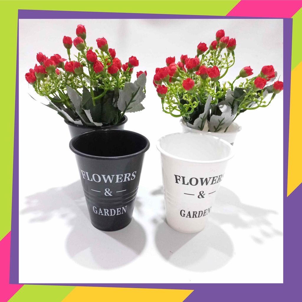 1863D2 / Pot bunga plastik dekorasi / Vas bunga hias tanaman artificial