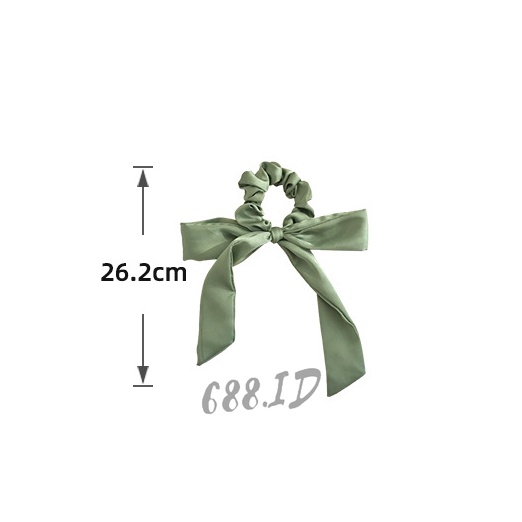 Ikat Rambut Scrunchie Model Scraf Warna Polos Bahan Satin Lembut Kunciran Karet Rambut untuk Anak Perempuan Wanita Dewasa Gaya Korea Elegan KCR 07