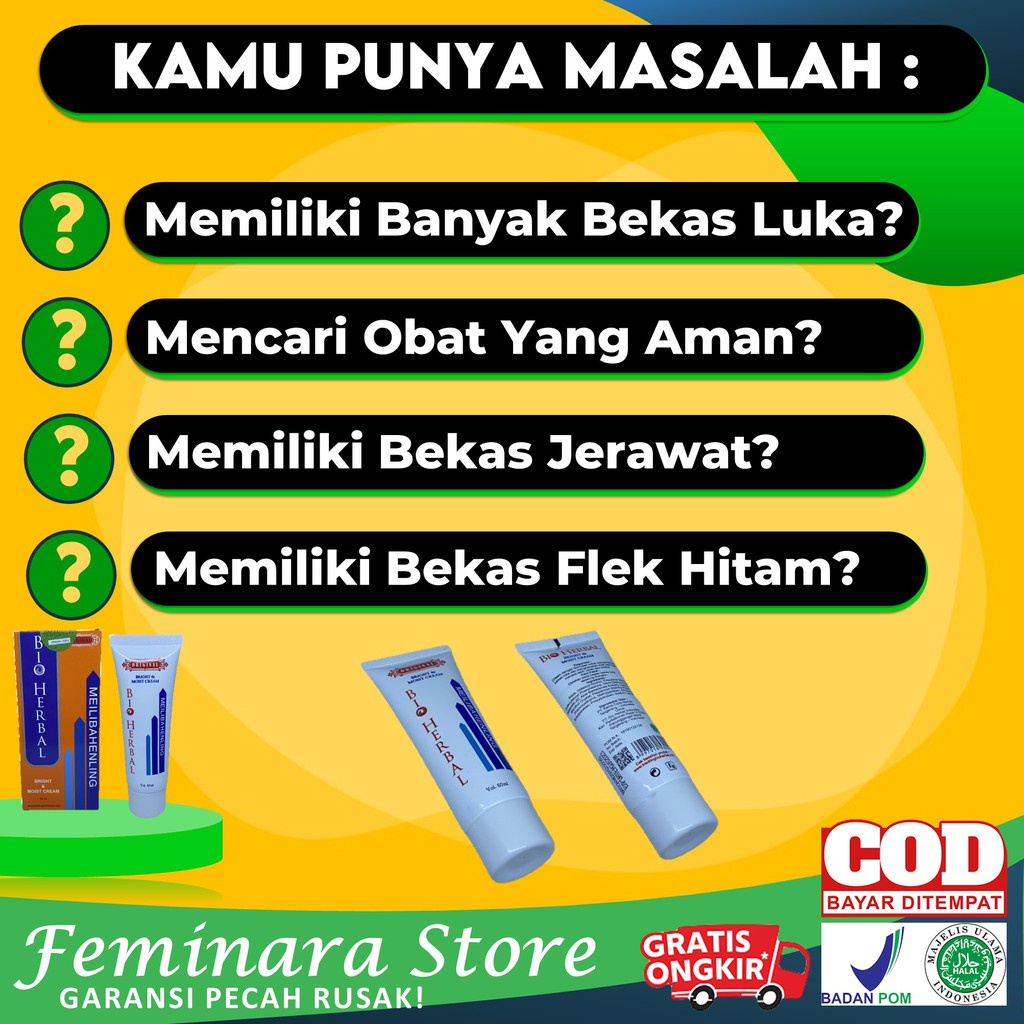 Bio Herbal Meilibahenling Original 100% Obat Cream Penghilang Bekas Luka Lama Hitam Koreng Bopeng Ampuh BPOM Resmi Mengobati Luka Kulit Asli Halal Berkhasiat Untuk Menghilangkan Semua Jenis Bekas Luka Yang Mengandung Bahan Natural Alami Tanpa Efek Samping