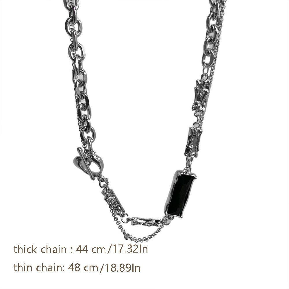 Mxbeauty Liontin Kristal Sweater Rantai Logam Perak Trendi Y2k Kepribadian Punk Kalung Anti Karat