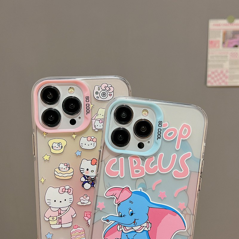 Lovey Dumbo Hello Kitty Skin Feel Soft Case HP iP iPhone 12 13 14 Pro Max 11 So Cool FTD Casing Apple