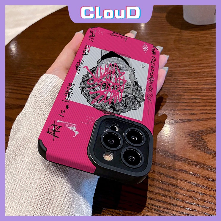 Casing Ponsel Compaitble Untuk IPhone 7Plus Xr11 13 14 12 Pro Max7 8 Plus X XS Max Ins Graffiti Great Art Aesthetic David Shockproof Mewah Tekstur Kulit Lembut Silikon Cover