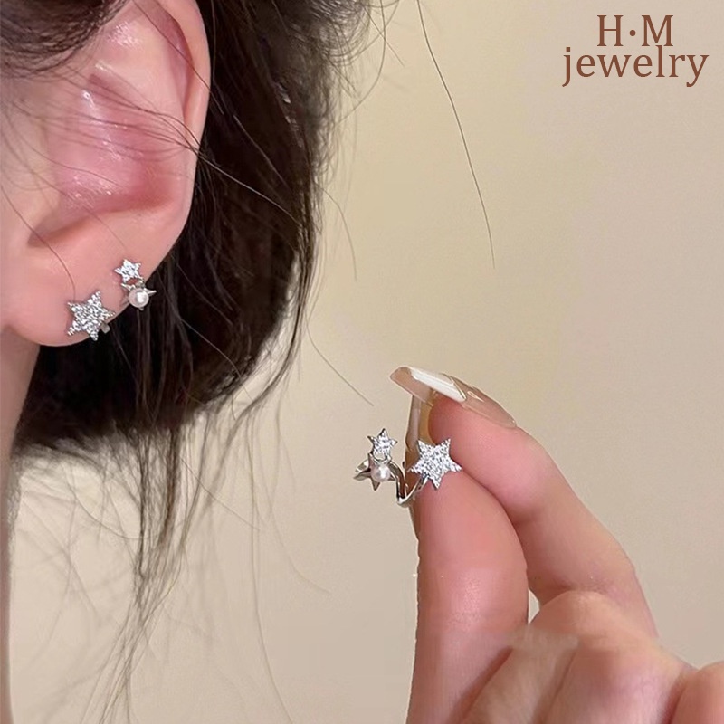 S925 Perak Mutiara Bintang Pejantan Anting2023 Baru Bermutu Tinggi Temperamen Anting