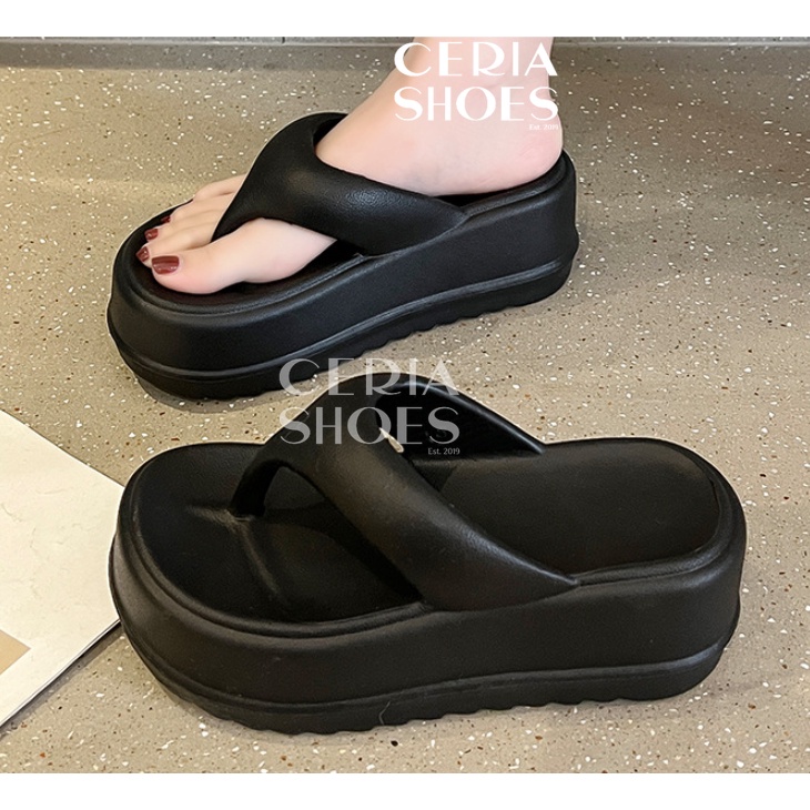 EVA Sandal Jepit Wanita Wedges Hak Tinggi 7 Cm Bahan Karet Import Ringan Super Soft Elastic BALANCE 7628