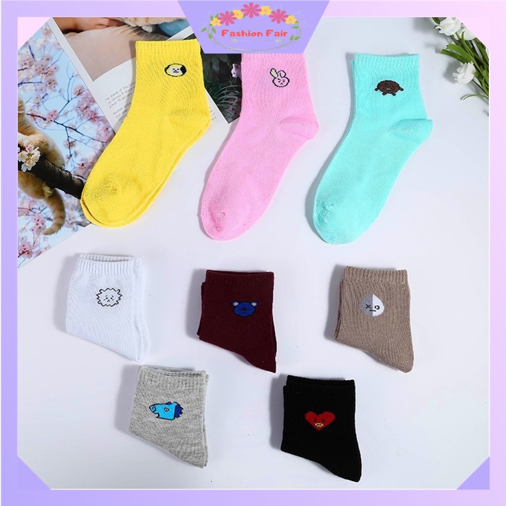 FASHION FAIR - D2041 Kaos Kaki Wanita / Kaos Kaki Tinggi Karakter Kartun Kpop Bahan Adem K5718 / Kaos Kaki Panjang Karakter