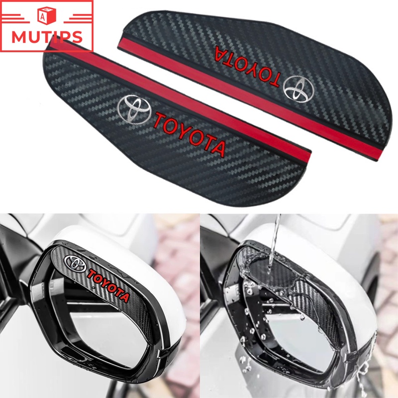 Toyota TRD GR 2Pcs Spion Mobil Serat Karbon Visor Hujan Pelindung Alis Cover Sticker Untuk Avanza Veloz Rush Agya Razie Syar'I Kijiang Innova Yaris Corolla Cross bZ4X RAV4