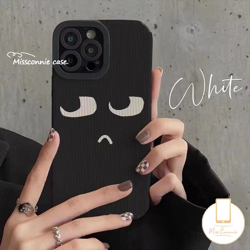 Casing Kompatibel Untuk iPhone 7Plus 14 11 12 13 Pro MAX X7 8 Plus XR XS MAX Tekstur Kulit Simple Mewah Kartun Ekspresi Lucu Shockproof Silicon Tpu Soft Case Cover