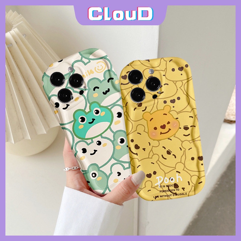 Case Beruang Winnie The Pooh Kartun Untuk Samsung A13 A04 A04s A12 A32 A21s A14 A11 A30 A20s A02s A03 A10s A51 A20 A03s A23 A50 A30s A52 Kodok Lucu 3D Tepi Bergelombang Melengkung Glossy Soft Case