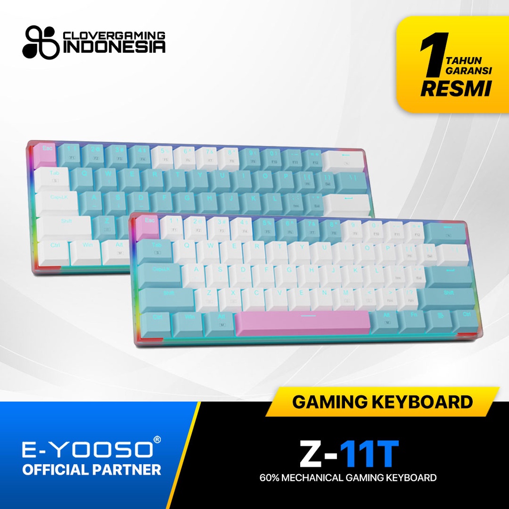 E-Yooso Z-11T Mechanical Gaming Keyboard Eyooso Z11T Full Transparent 61 Keys