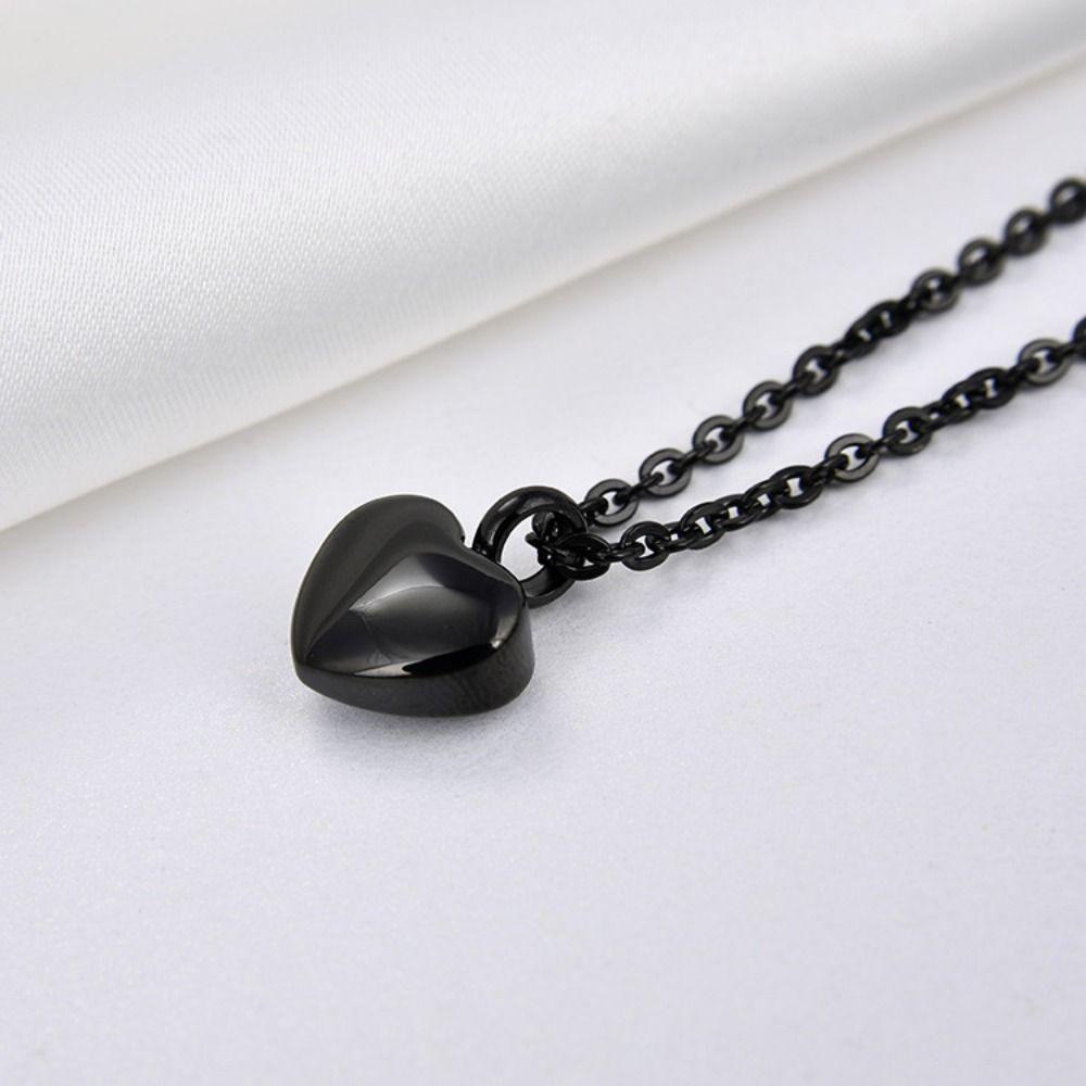 Kalung Hati LILY Warna Hitam Untuk Wanita Gadis Memeory Necklace Jewelry Gift316Stainless Steel