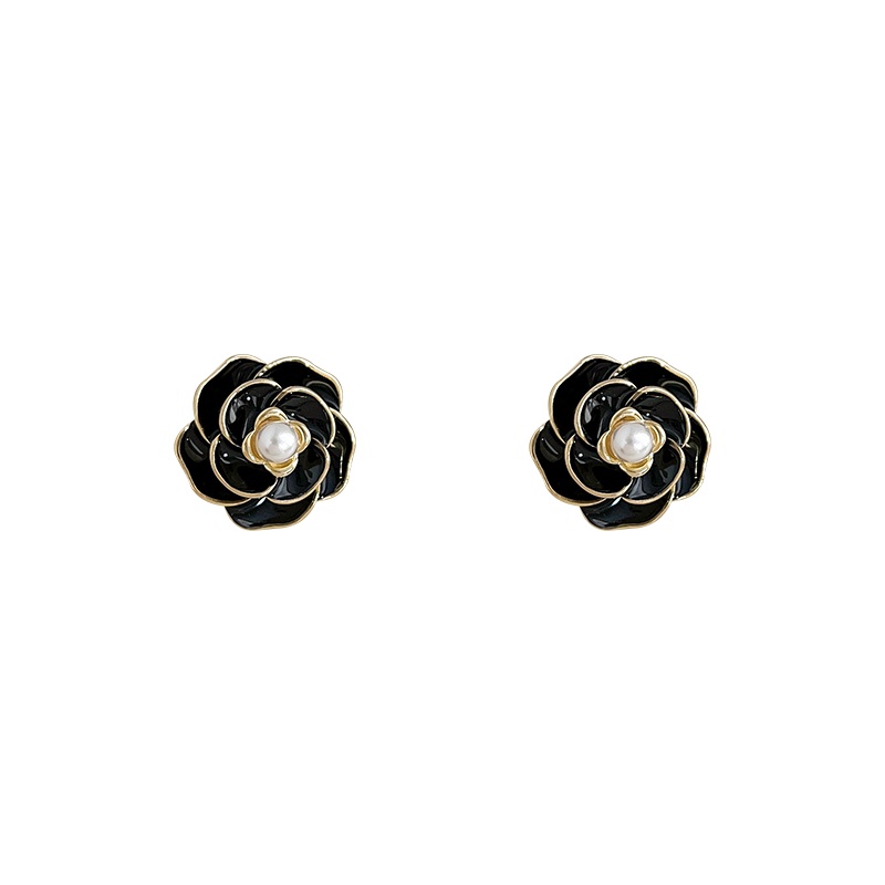 Anting Camelia Antik Mewah Tinggi S925 Sterling Silver Enamel Earrings Ear Studs Untuk Lady Perempuan