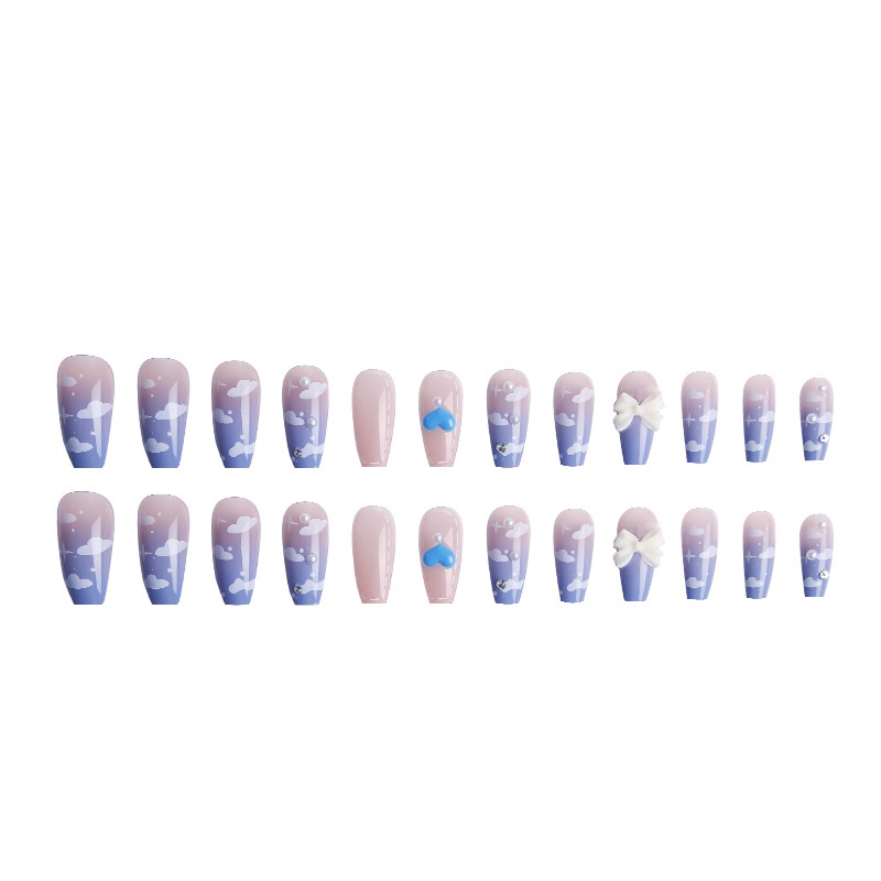 Z092 24Pcs DIY Kuku Palsu French Cool Finger Nail Art Stiker Kuku Palsu