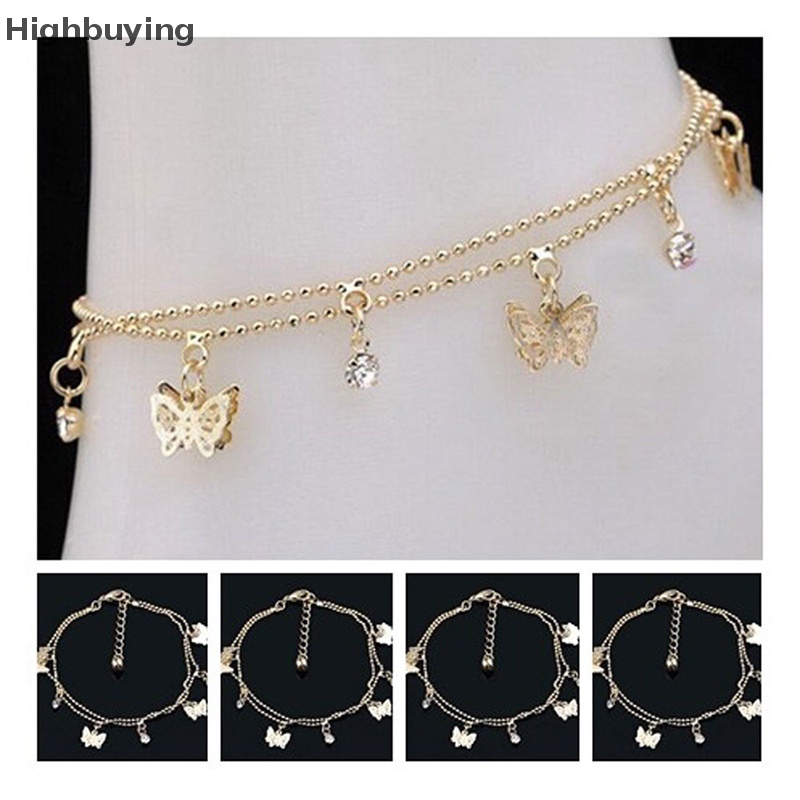 Hbid Fashion Charm Barefoot Sandal Golden Butterfly Gelang Kaki Ankle Chain Jewelry Glory