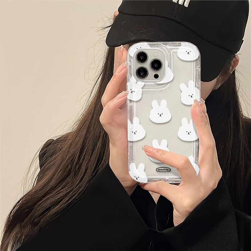 IPHONE Soft Phone Case Kompatibel Untuk Iphone14 13 11 12 Pro XS Max X Xr7 +8 Plus Kelinci Lucu Casing Transparan TPU Silikon Shockproof Cover