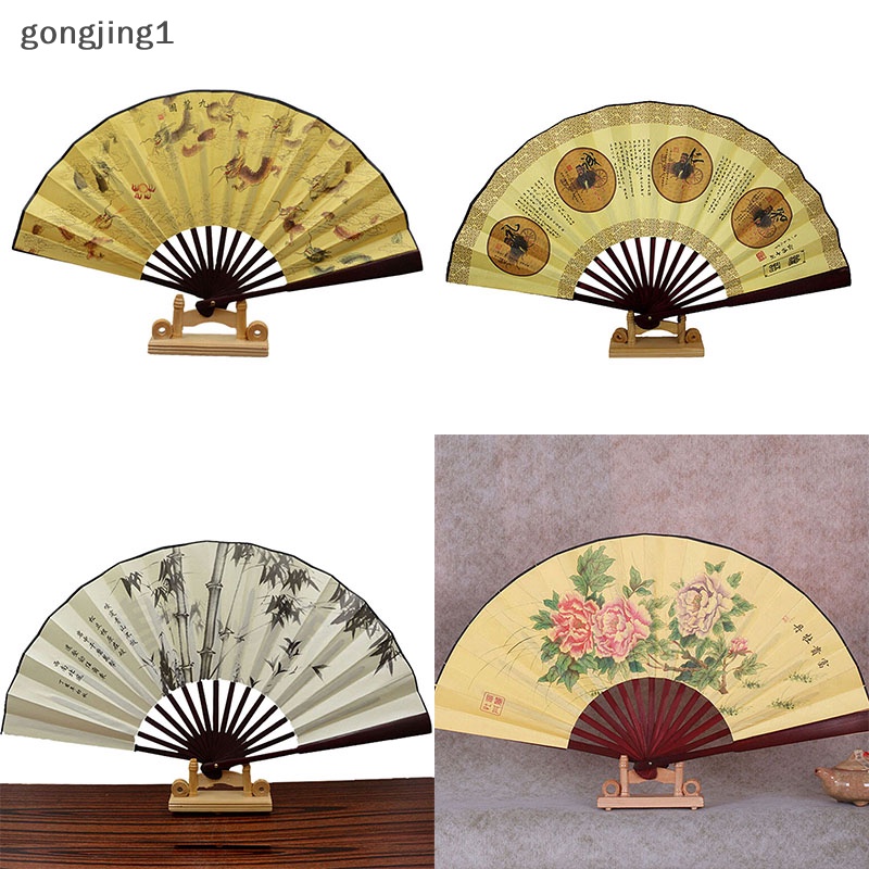 Ggg 1pcs Kipas Angin Lipat Imlek Motif Paing Polyester Fan Style Random ID