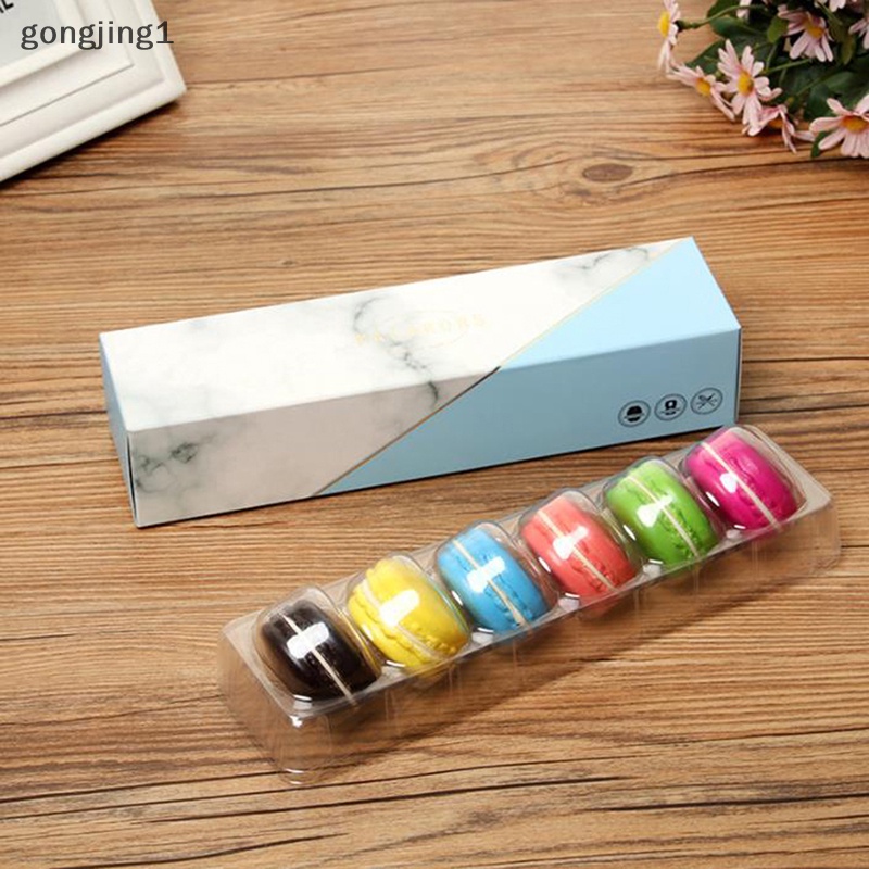 Ggg 5PCS Kotak Kemasan Kue Kering Macaron PET Home Dessert Shop Wadah Kertas Box ID