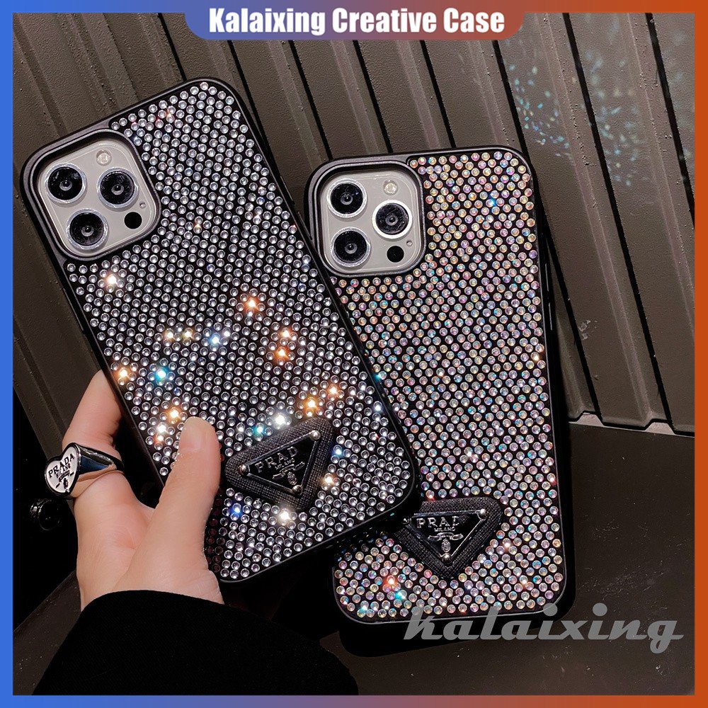 Casing Berlian Logo Prada Elegan Untuk iPhone 14 Pro14 Plus 14 Pro Max11 12-12 Pro-13 Pro Max Hard Casing