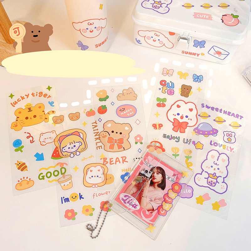 Kawaii Cream Zoo Stiker Alat Tulis Hewan Peliharaan Tahan Air/DIY Diary Stationery Stickers/Stiker Hiasan Cangkir Air Scrapbooking Lucu