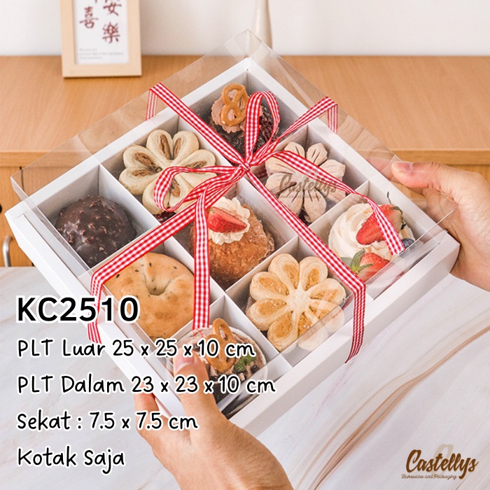 

5 PCS Kotak Mika Sekat 9 KC2510 Mini Cake Snack Pudding Dessert