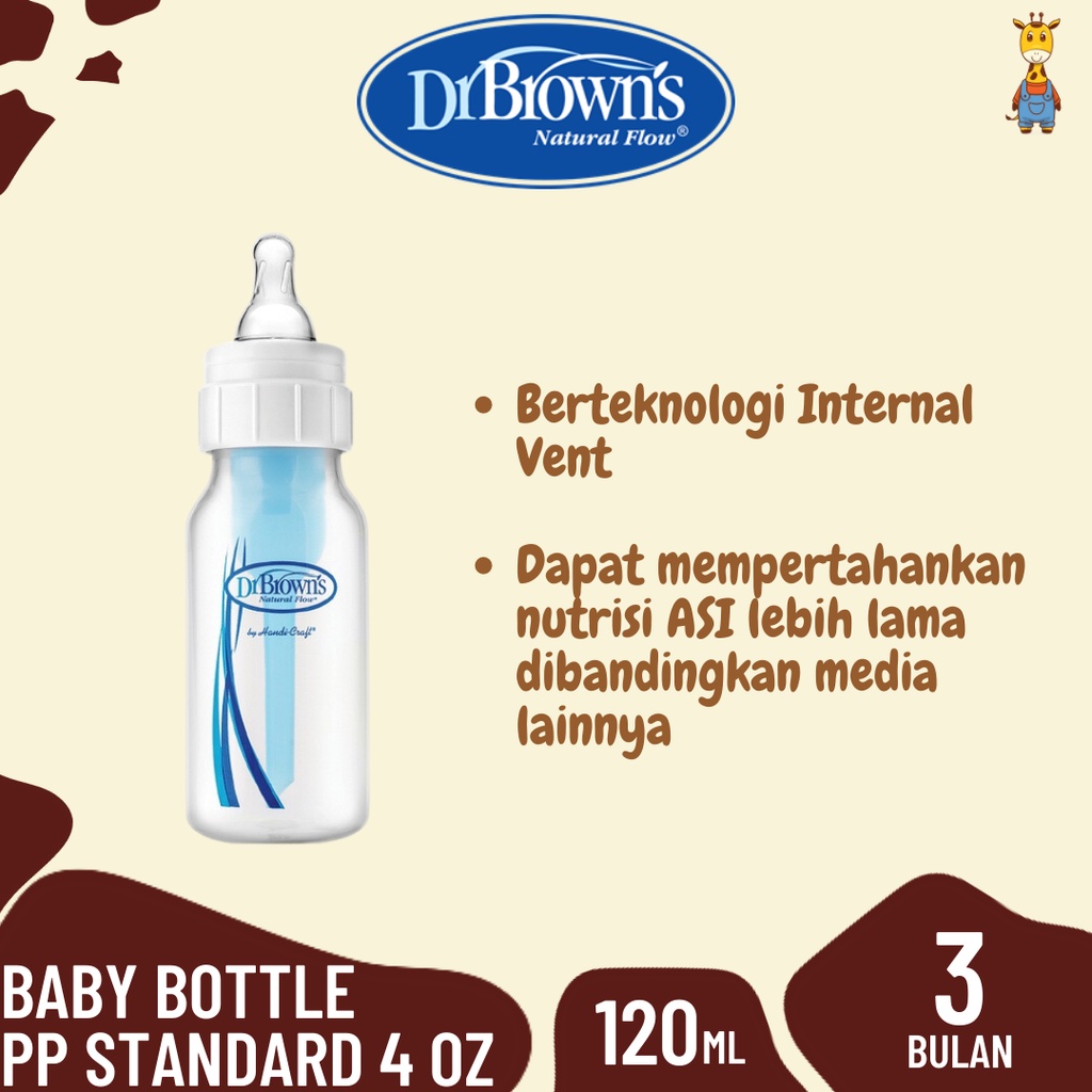 Dr.Brown's 4 oz / 120 ml PP Standard Baby Bottle / Botol Susu