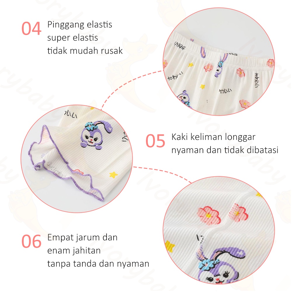 Ivorybaby Set baju tidur anak perempuan Piyama setelan anak import Baju tidur piyama anak kelinci