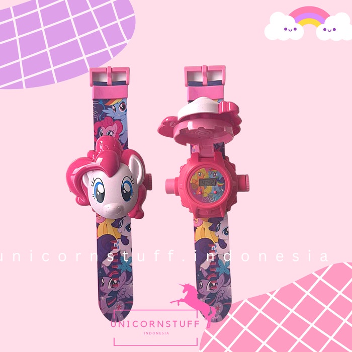 Jam Tangan Anak Motif Unicorn Pony Cewek Perempuan Free Box Pink Lucu