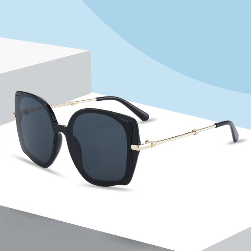 (YUZHU) Desain Bergaya Baru Berbentuk Kacamata Pelindung Matahari Kepribadian Serbaguna Oversized Frame Sunglasses