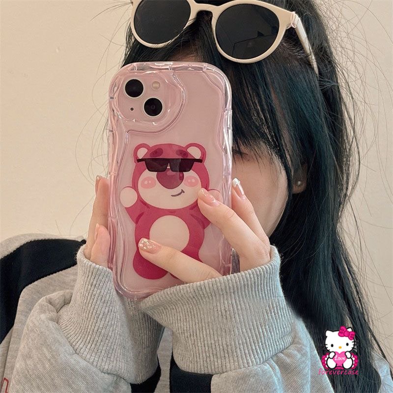 Case Manyo Beruang Strawberry Lucu Untuk Redmi Note10 11s 10s 10Pro Max 11 10Pro Redmi 10C 9C NFC 9T A1 10 9A 9 9C A2 10A POCO M3 3D Wavy Curved Edge Cartoon Soft Back Cover