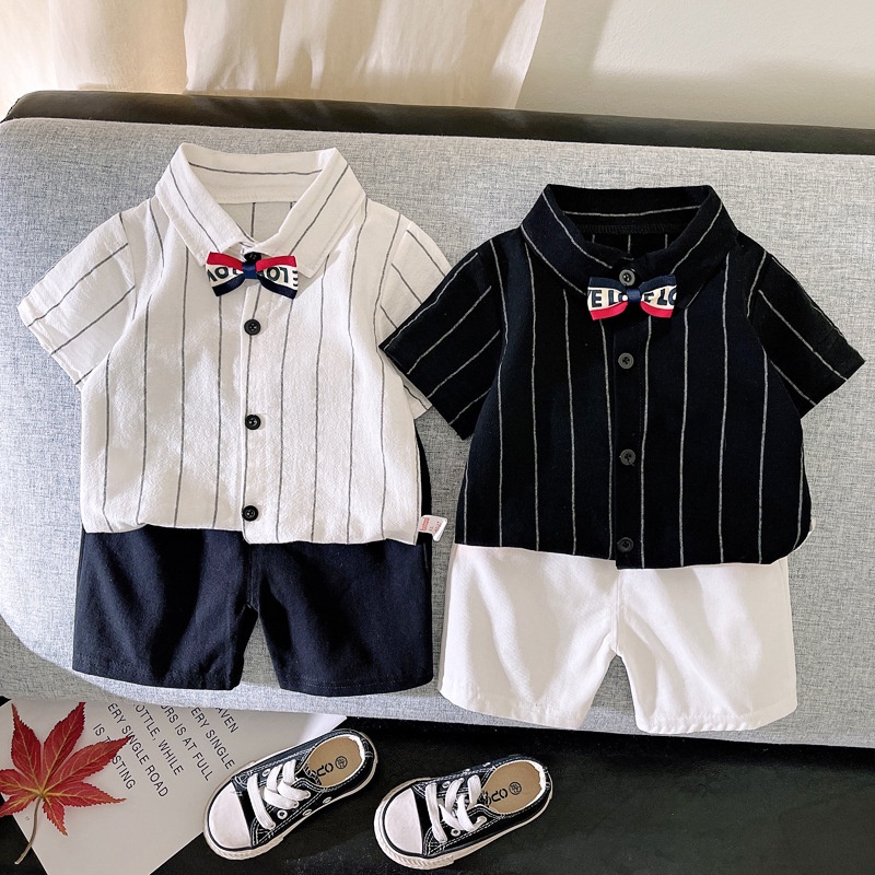 1234OS - Baju Setelan anak laki laki 0-5 tahun katun pakaian kemeja bayi laki laki korea.