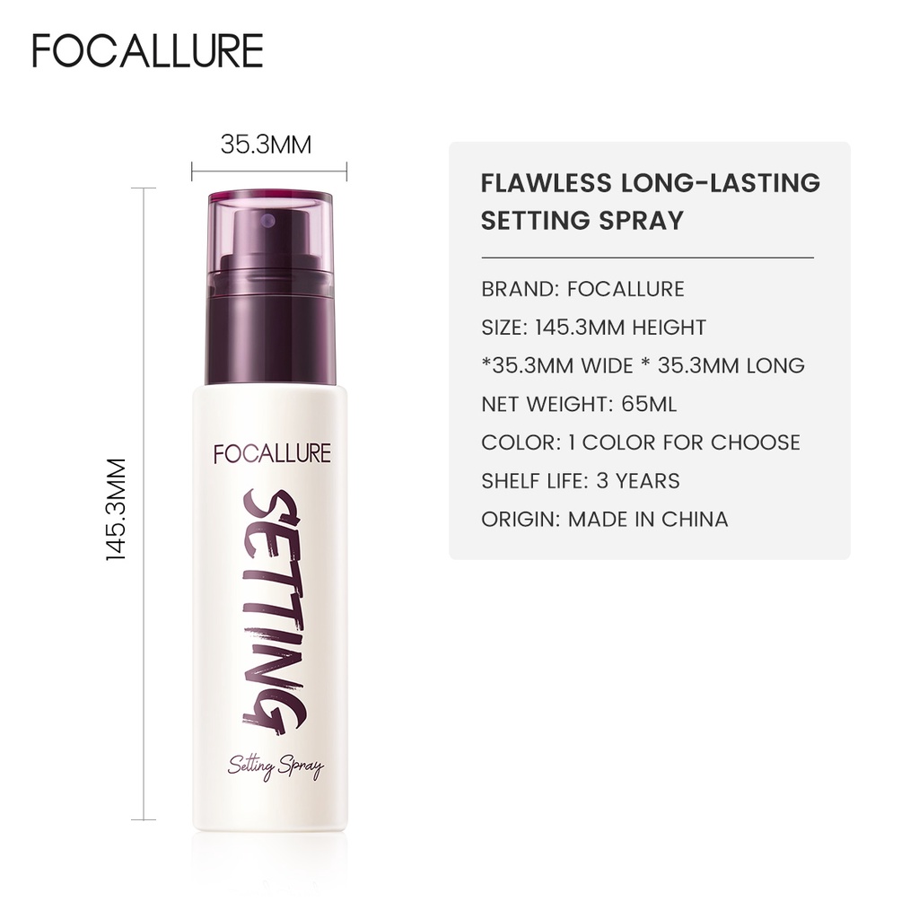 Focallure #PerfectLock Makeup Setting Spray Hydrating Long-lasting Moistizing Oil-control 9 Nourishing Ingredients Natural Matte Fine Mist Breathable Setting Spray FA352