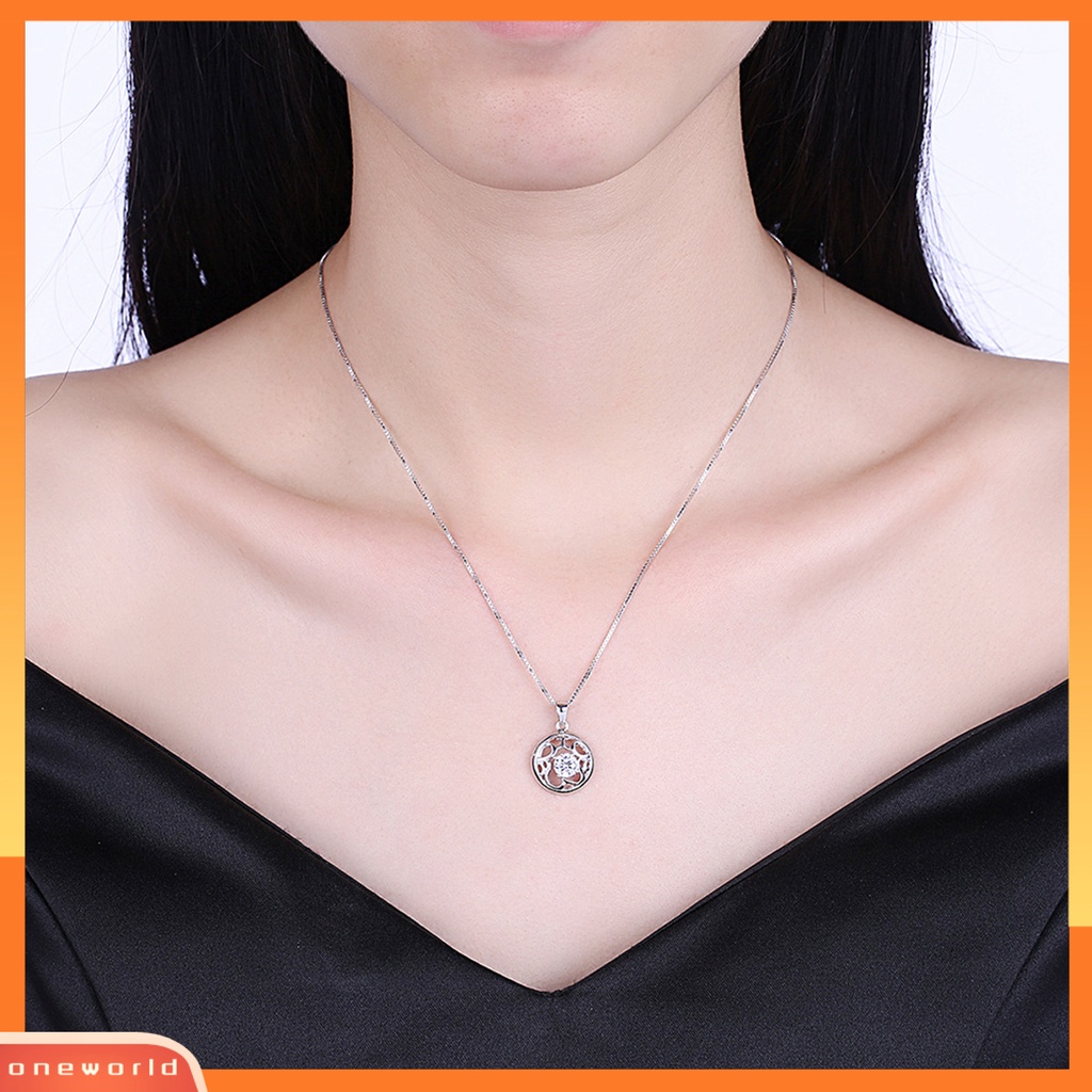 [ONE] Silverhoo Liontin Rantai Desain Berongga Tipis Ringan Permukaan Glossy Ramah Kulit Ladies Kalung Fashion Perhiasan