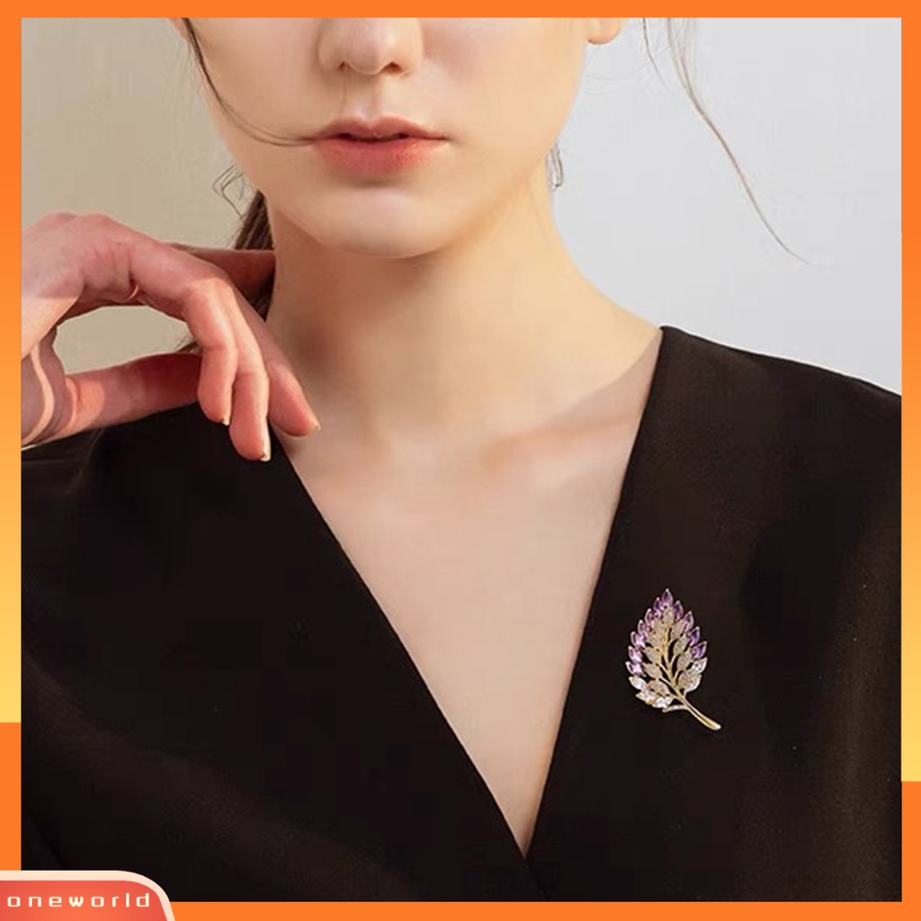 [ONE] Bros Grace Berlian Imitasi Elegan Berongga-out Daun Bros Pin Aksesoris Baju