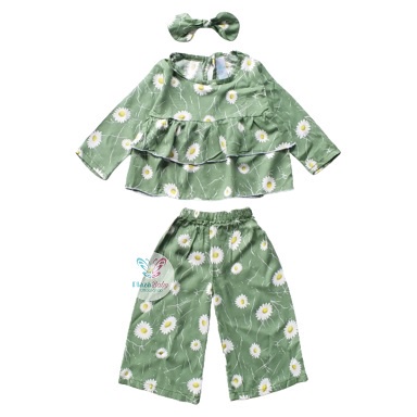 Plazababyku MX MELODY RAYON SETELAN BANDO setelan bayi motif bunga yang lucu free headband