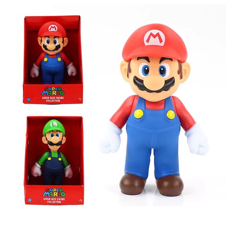 Super Marios Action Figure Yoshi Luigi Kodok Bowser Anime Peripherals Collection Model Boneka Ornamen Mainan Anak