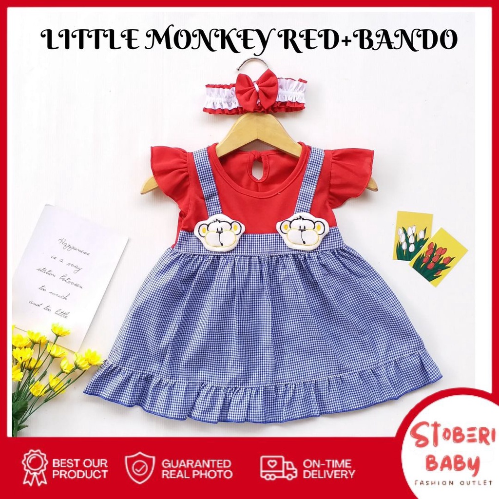 stoberi baby - QIU2 LITTLE MONKEY Baju Bayi Model Dress MURAH Baby Girl (0-6 bulan) Dress Anak Perempuan