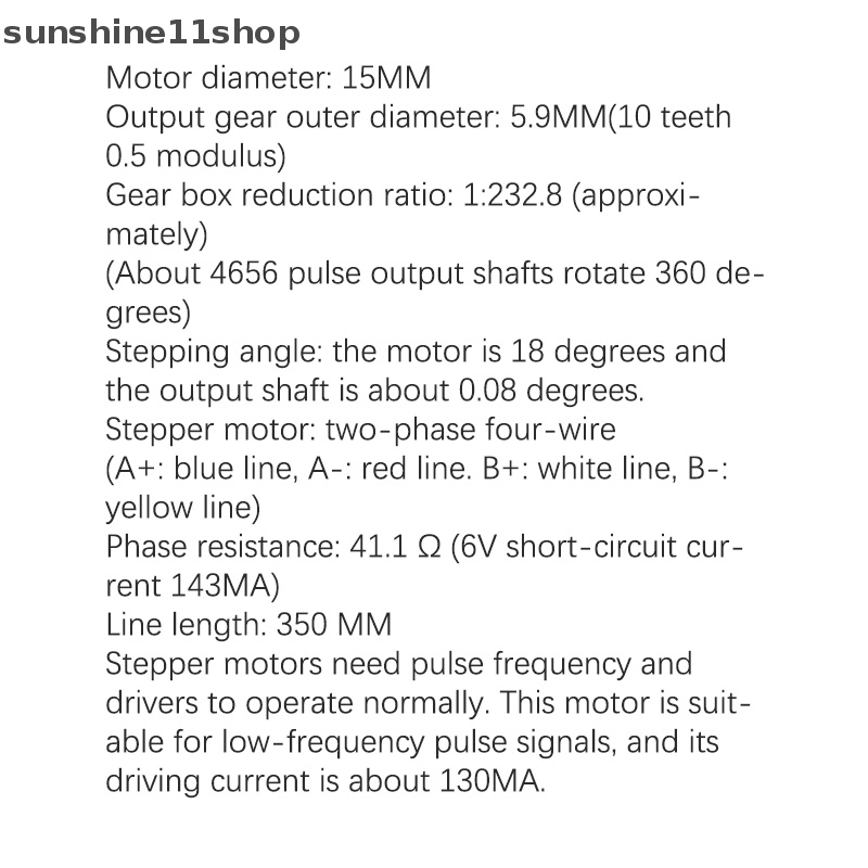 Sho Metal Gear Stepper Motor Diameter 15mm Presisi Tinggi Dua Fase Empat-Kawat Micro Motor Alat Presisi Motor DC N