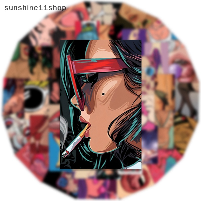 Sho 50pcs Gadis Anime Barat Sexy Stiker Untuk Ipad Alat Tulis Laptop Bahan Scrapbooking DIY Kiss Sticker Perlengkapan Kerajinan Vintage N