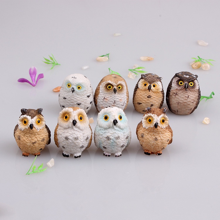 Miniature Mini Resin Burung Hantu Patung Miniatur Hewan Dekorasi Cerita Taman Hewan Mini Patung Mainan Miniatur Pemandangan Aksesoris Dekorasi Rumah